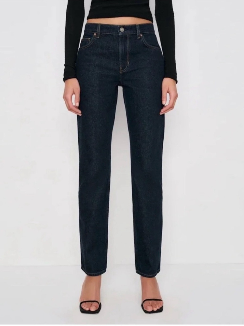 NWT Reformation Greer mid rise straight dark denim jeans